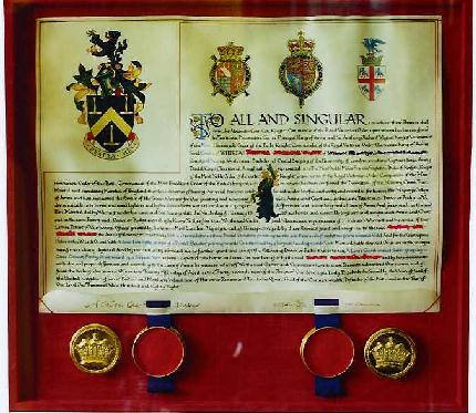 Grant of arms and badge by Letters Patent