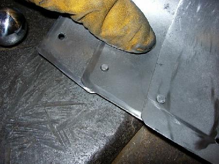 The rivet in place before piening